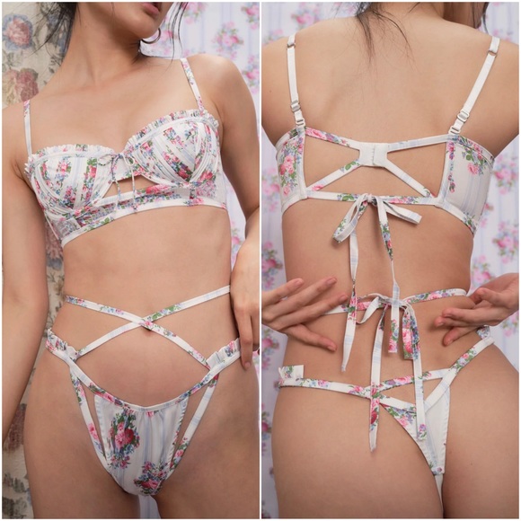 NWT For Love & Lemons Victoria’s Secret Laila’s Bra and Panty Set Size Small - Picture 1 of 15